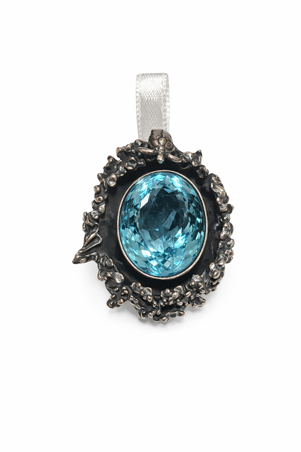 Sea Turtle Blue Topaz Pendant