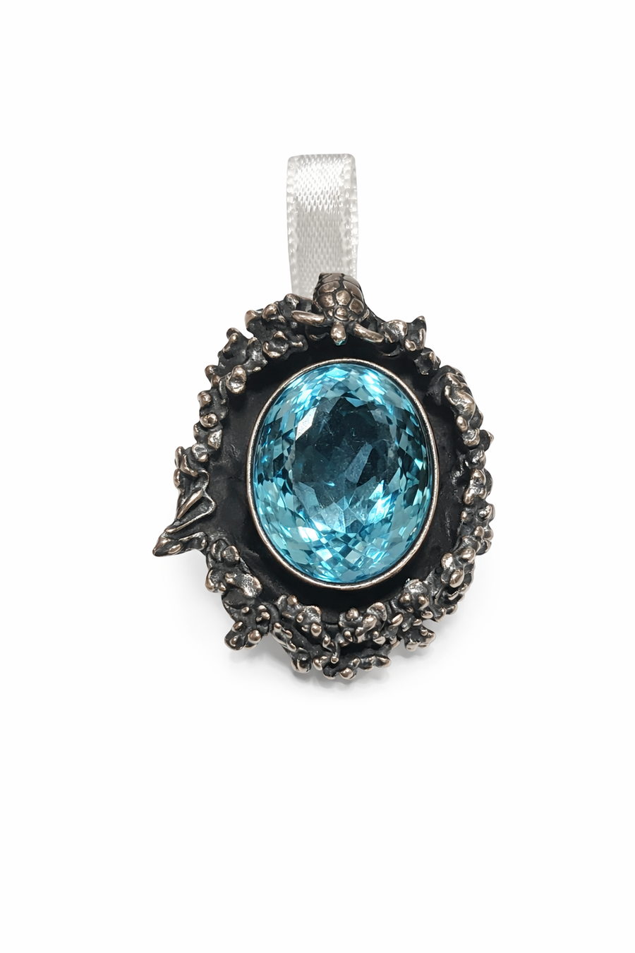 Sea Turtle Blue Topaz Pendant