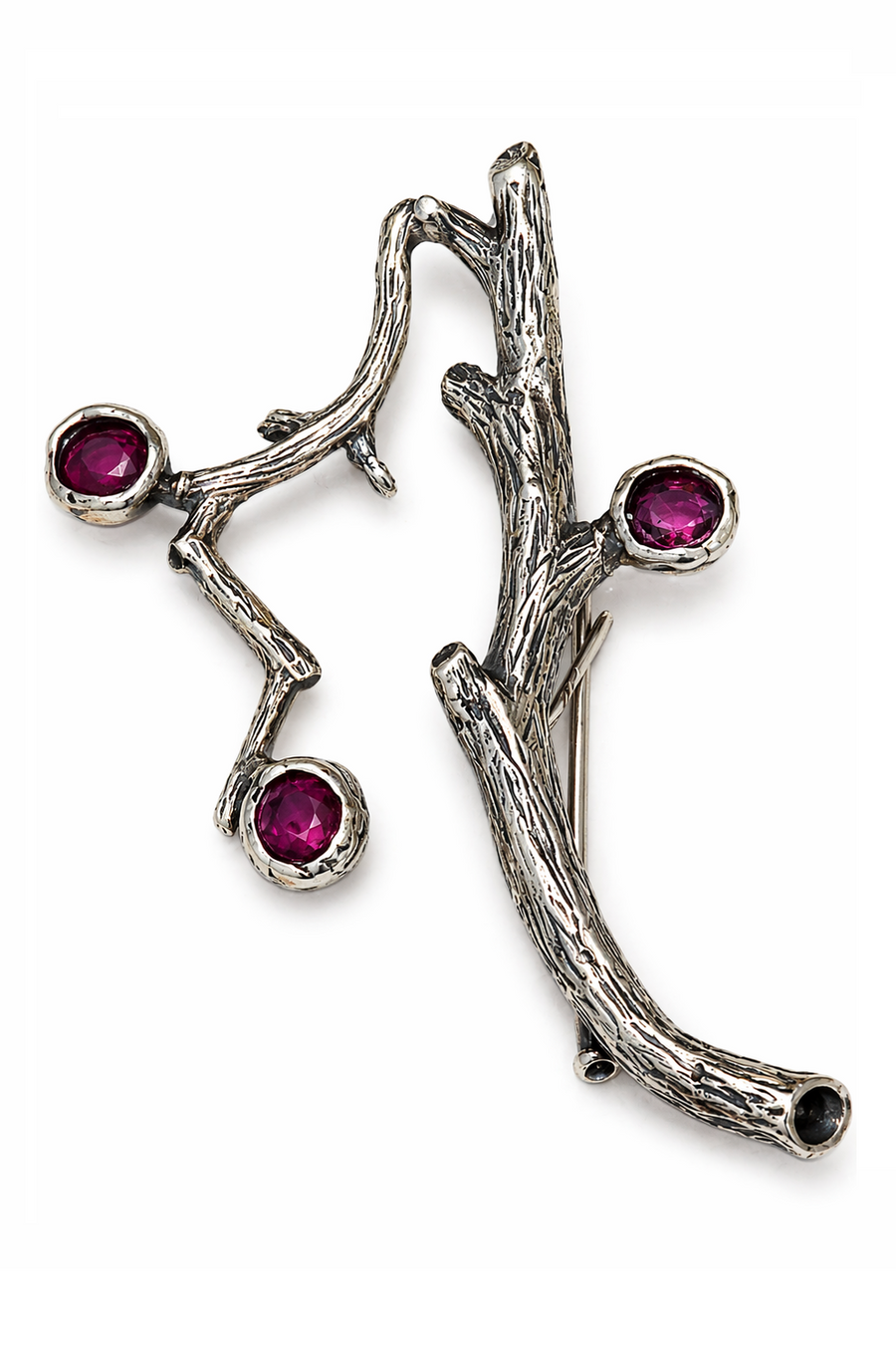 Silver Ruby Brooch