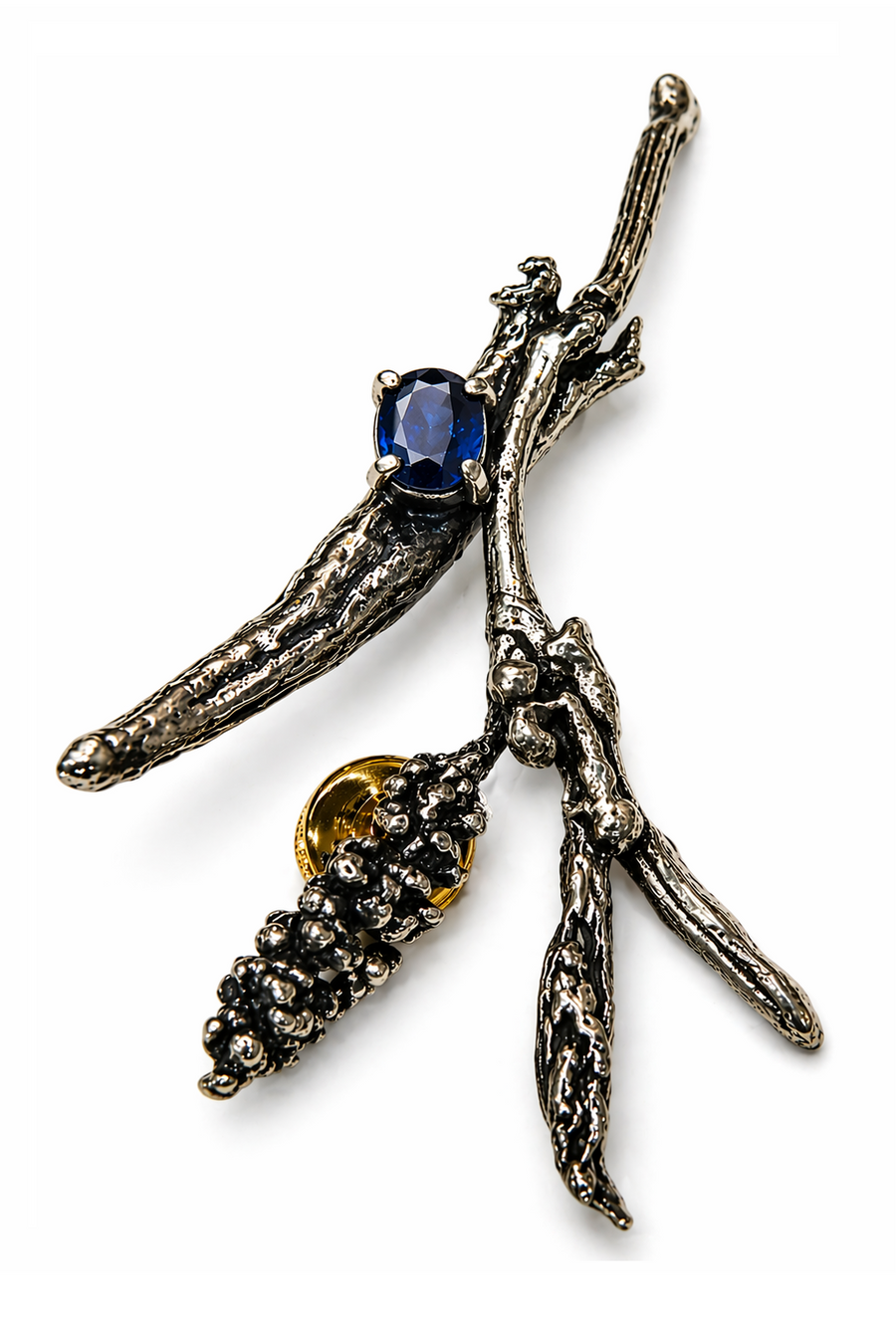 Silver Sapphire Brooch