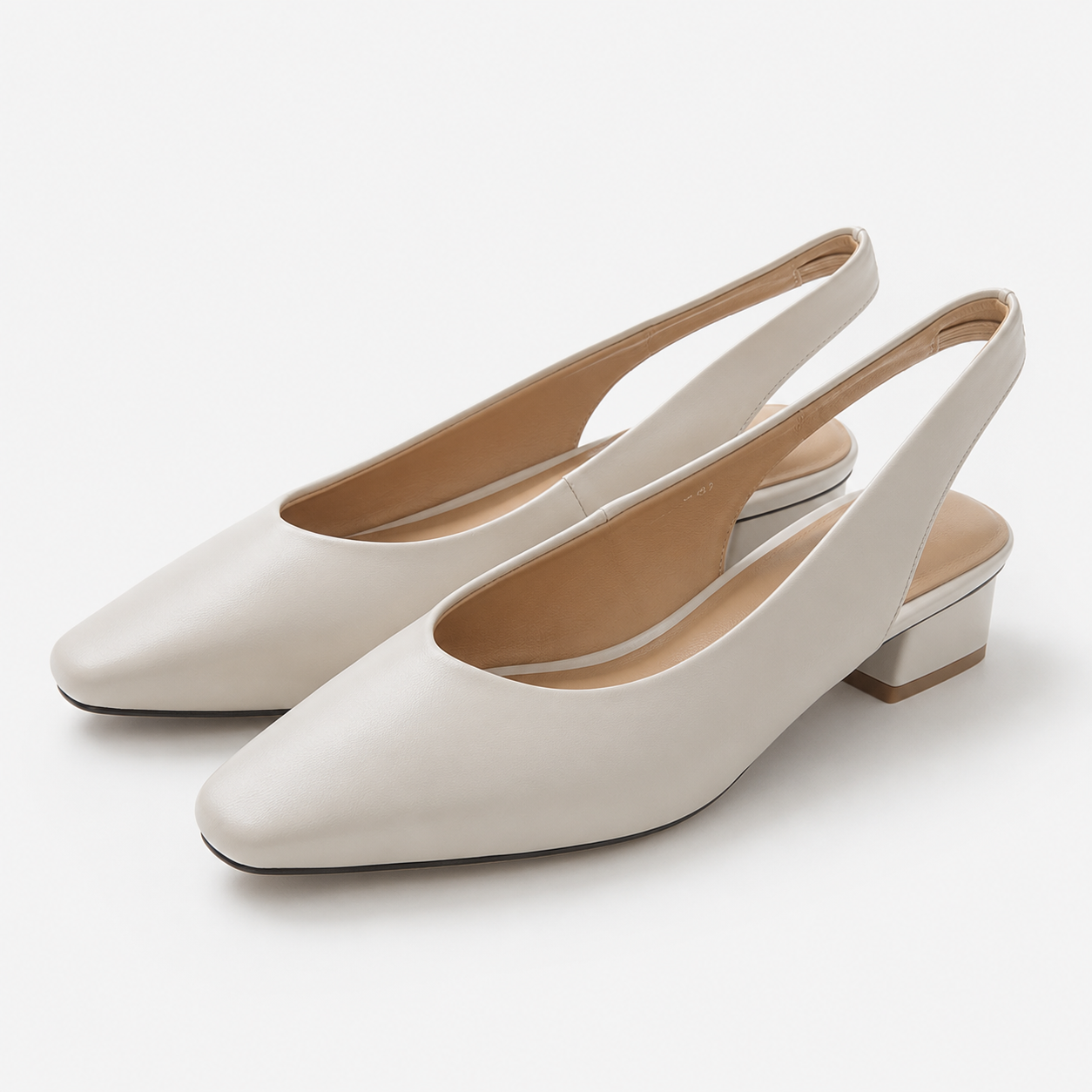 Ivory Slingback Low-Heel Pumps