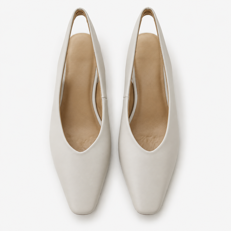 Ivory Slingback Low-Heel Pumps