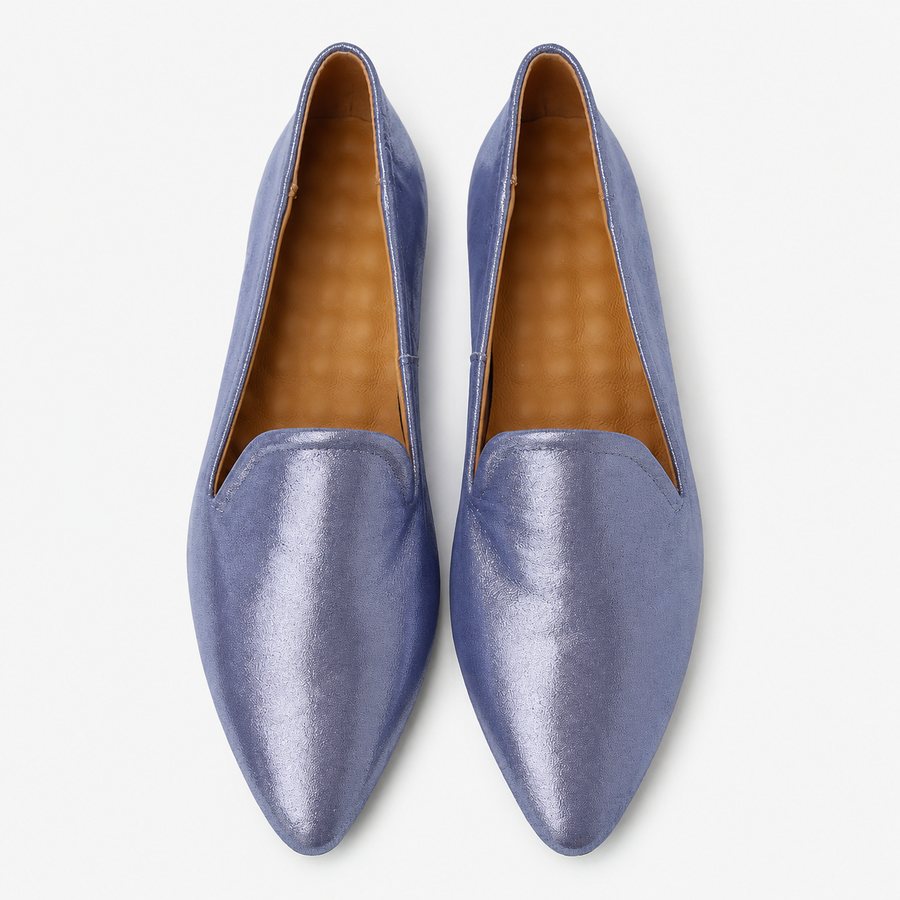 Metallic Lavender Pointed-Toe Loafers