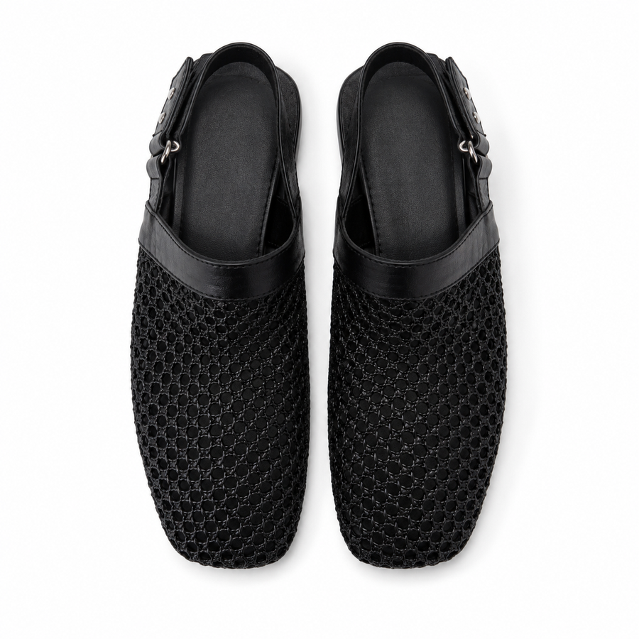 Black Woven Slingback Flats