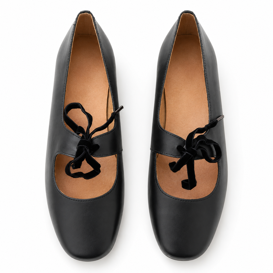 Black Bow-Tie Mary Jane Flats