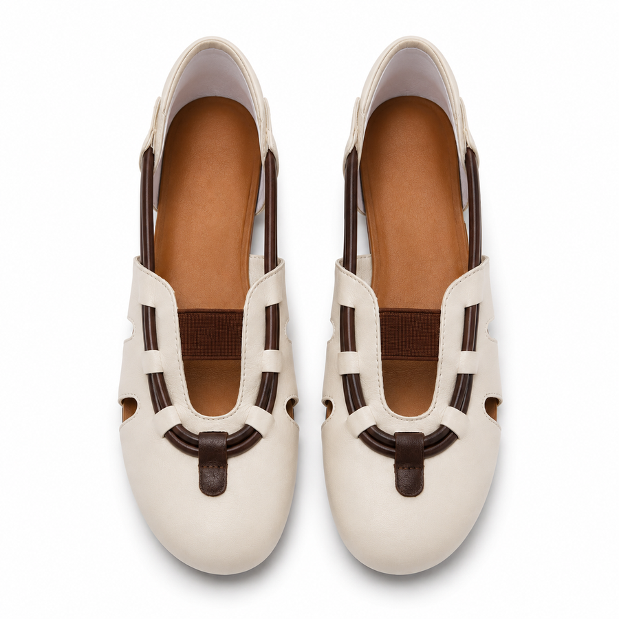 Cream Cutout Slingback Flats
