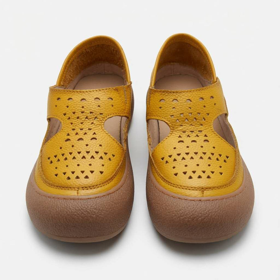 Mustard Yellow Triangle-Cut Flat Shoes