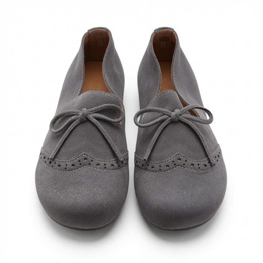 Gray Suede Bow Ballet Flats